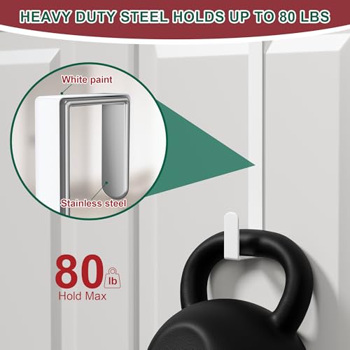 Image of 15 inch Reversible Wreath Hanger for Front Door, Fits Most Doors up to 1-3 /4 inch | Heavy-Duty Steel Over The Door Hooks up to 80 LBS for Daily Holiday Halloween & Christmas Wreaths, Door Decor, White, 1 PC