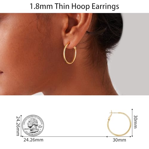 Image of Gacimy Gold Hoop Earrings for Women, 14K Gold Plated Thin Hoops