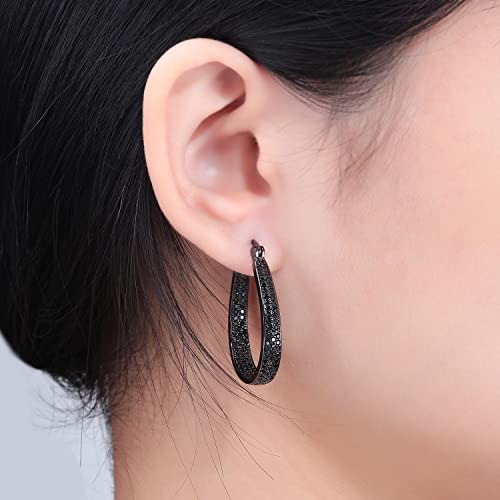 CiNily 925 Sterling Silver Post Hoop Earrings for Women Gilrs Multcolors Cubic Zircon Hoops 14K Gold Plated Oval Chunky Hoop Earrings Jewelry Gift for Mothers Day/July 4th/Wedding/Party/Christmas2