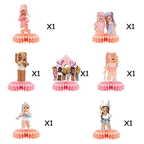 Pink Girls Birthday Decorations Anime Honeycomb Centerpieces 7Pcs Game Party Table Centerpieces Party Supplies Girls Birthday Table Toppers(P-Girls Honeycomb) #TOP3