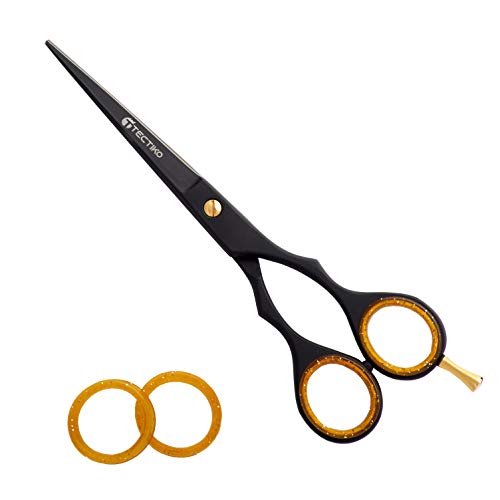 T TECTIKO Friseurschere 6.5 ZOLL (16,5 cm) BarbierHaarschere für Mann oder Frau | scharfe Edelstahl Haarschneideschere | Trimmschere für Bartpflege - Barbierschere (Black Scissors) Cover