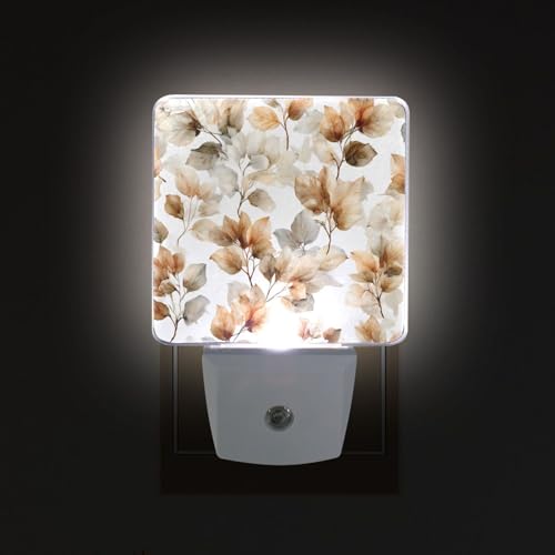 Lámpara de noche con sensor y patrón acuarela hojas otoño miniatura 2