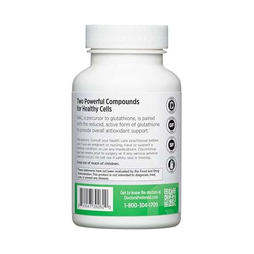 Image of DOCTORS' PREFERRED N-Acetyl L-Cysteine (NAC) + Glutathione | 30 Capsules | Antioxidant Support