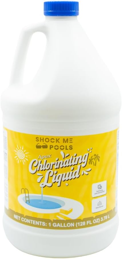 Shock Me Chlorinating Liquid, 10% Sodium Hypochlorite Pool Shock, Reliable Cleaning Treament, 4 Gallon