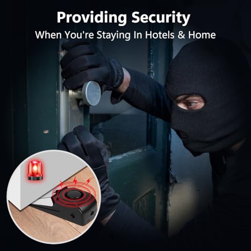 Flintronic Türstopper Alarm, 2 Stück Alarm Türstopper Türalarm Einbruchschutz 120dB, Tür Sicherheit Einstellbares Doppelschutz, Sicherheitsgerät für Zuhause, Hotel und Reisen, (Batterien nicht im)