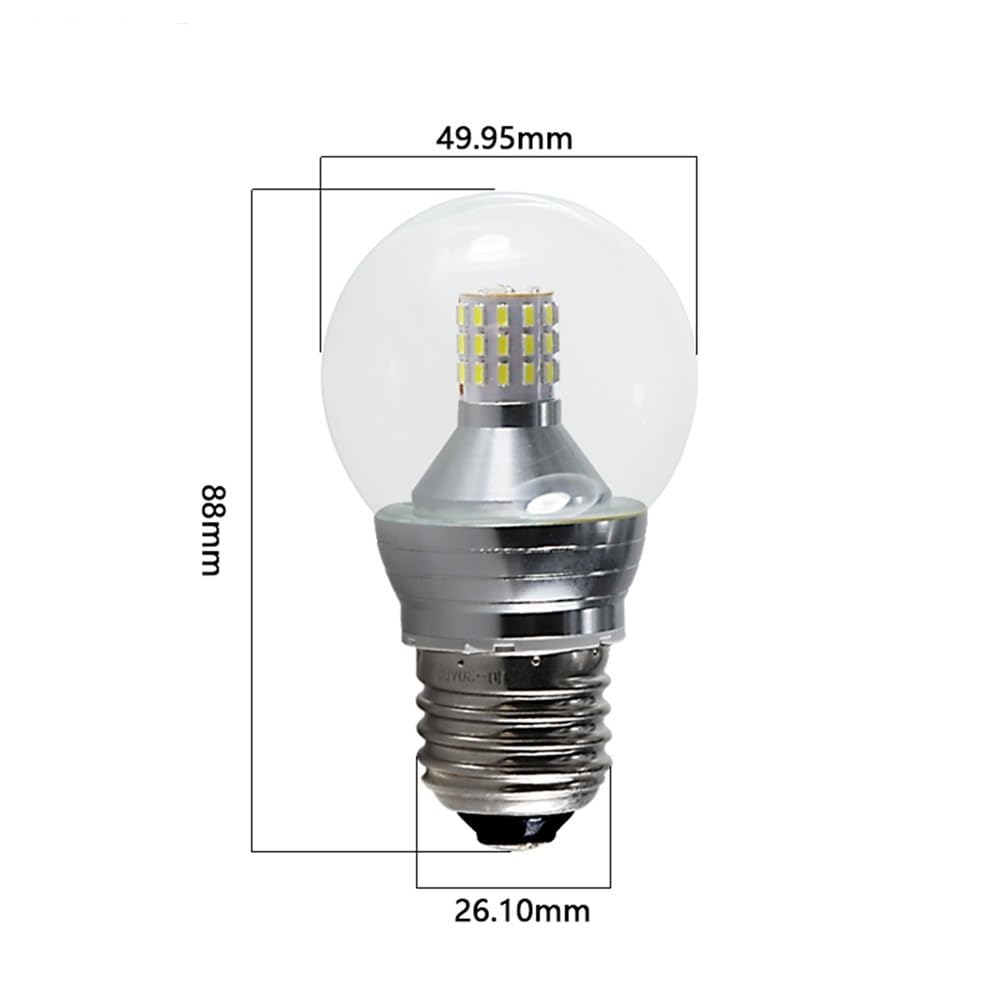 YSJX luces de amplio voltaje, Paquete de 5 bombillas LED esféricas de cristal con forma de burbuja, E14/E27, 4 W, CA 86-265 V, 360 grados(E27 Warm White)