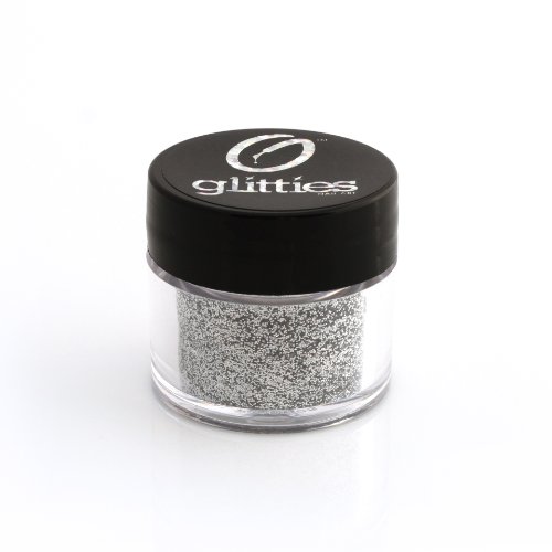 GLITTIES - Silver - Loose Fine Glitter Powder (.008") - Great for Nail Art, Nail Polish, Gel, Gel Polish or Acrylic Nail Powder - Solvent Resistant - (10 Gram Jar)