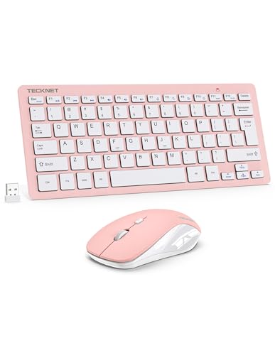 Image of TECKNET Wireless Keyboard and Mouse Combo, Mini Cordless Computer Keyboard and Mouse Set 2.4GHz, Silent Adjustable 1600 DPI, Quiet Click, Lag-Free for Computer, Laptop, PC, Windows, Mac, Chrome OS