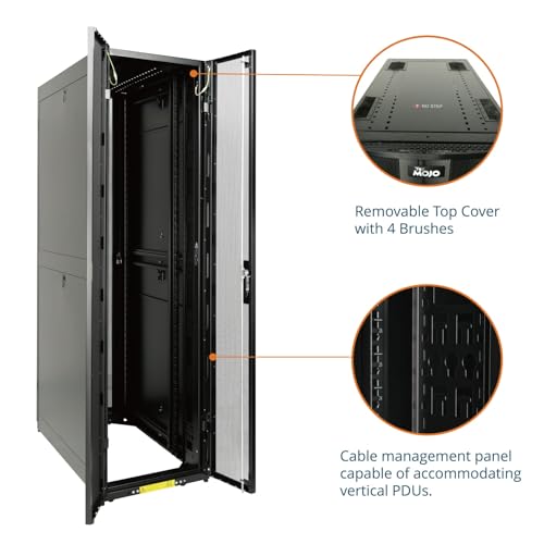 Image of Tecmojo 48U Server Rack Cabinet - PRE-Assembled 24inch Width 43inch Depth IT Network Equipment Cabinet Rack Enclosure with Casters - 3000lbs Weight Capacity(06Black)