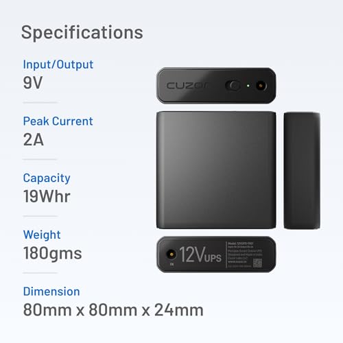 Image of Cuzor Mini UPS for 9V Wi-Fi Router | Power Backup up to 5 Hours | WiFi Router ups Upto 2A | 1 Year Warranty