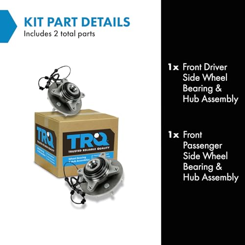 Image of TRQ Front Wheel Bearing and Hub Assembly Set 2 Piece Compatible with 2004 Ford F-150 4WD 6 Lug Wheels 2005 F-150 4WD to 11 /28 /04 Production Date 6 Lug Wheels