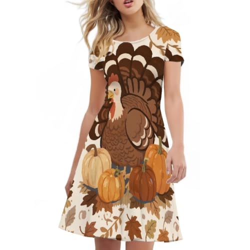 Image of Irisjudy T Shirt Dress for Women Short Sleeve Girls Short Sleeve Dress Plus Size, O Neck Knee Length Midi Dress for Ladies