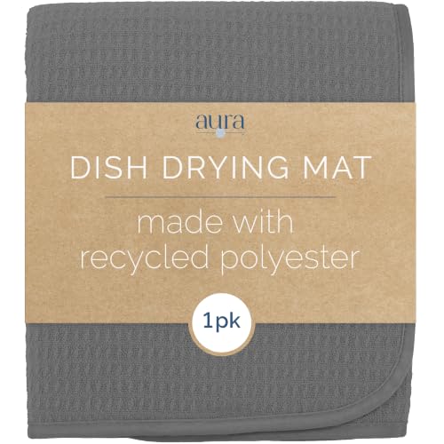 S&T INC. AURA Dish Drying Mat, 18" x 24", XL, Charcoal Grey
