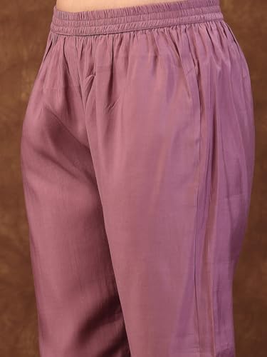 Image of Stylum Women's Embroidered Silk Blend Straight Kurta with Pant & Dupatta