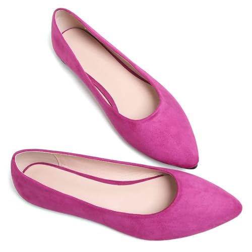Image of Dear Time Women's Pointed Toe Ballet Flats Simple Casual Office Work Flats Slip-on Comfortable Shoes