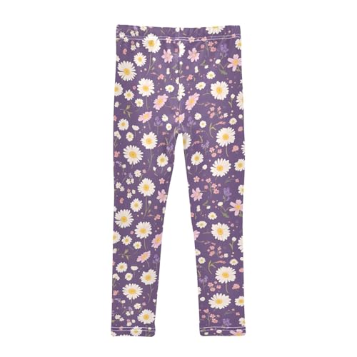 Seamless Daisy Flower Purploddler Girl Cotton Leggings Stretch High Waisted Dance Pants Running2