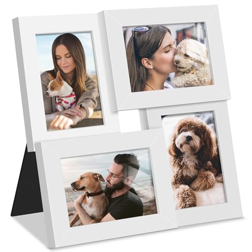Image of DUENPY 3.5x5 Photo Frame Tempered Glass For 4 3.5x5 Photos White | Sturdy Tempered Glass Offers Clear View, Flexible Display Methods to Preserve Your Tiny Precious Memories