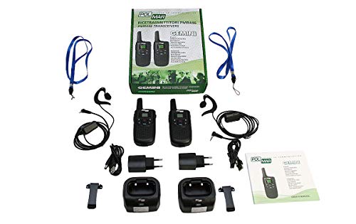 POLMAR Gemini Pack 2 Walkie Talkies Profesional PMR-446 Uso Libre 16 Canales Compatible con Kenwood TK3501 y Luthor TL-77