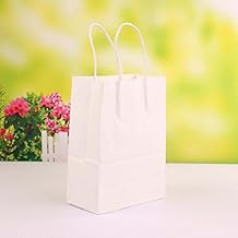 Pack of 50 Natural Kraft Paper Bags for Weddings, Medium Size, 27 x 21 x 11 cm (White)