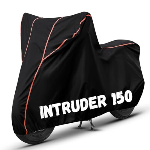 Image of Bike Cover for Intruder 150 100% Waterproof, Dustproof & Scratch Resistant| Fully Bottom Elastic UV Resistant Heavy Duty Body Cover | All Weather Outdoor Use