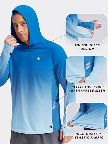 Image of PINSPARK Men's UPF 50+ Sun Shirts Long Sleeve Fishing Hoodie, UV Protection Rash Guard for Outdoor Hiking Running Swim Shirt
