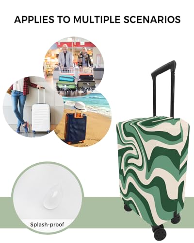 Travel Luggage Cover Spandex Elastic Suitcase Cover for Luggage, Scratch Proof Luggage Cover Protector for Trunk Case 26-28 Inch Luggage, Fluid Art Abstract Texture Green4