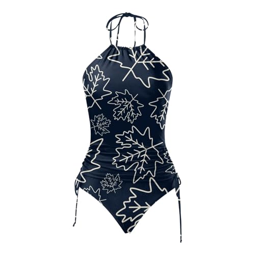 Bikini chic rouge pastèque avec imprimé graphique feuille d'érable en taille XL