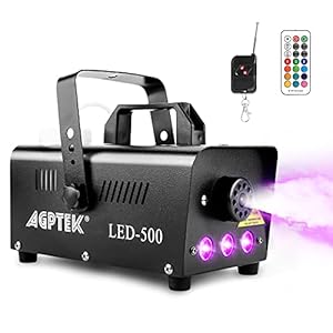 AGPtEK rookmachine met 13 gekleurde ledlampen en RGB-effect, 500 W en 2000 CFM met 2 bekabelde en afstandsbedieningen, perfect voor bruiloften, Halloween en podiumshows