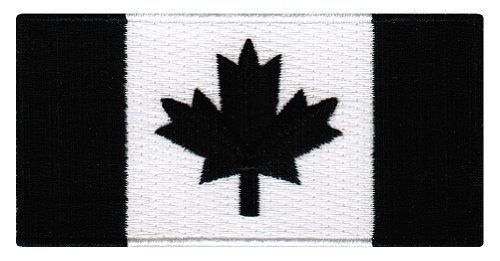 Cypress Collectibles - Canada Black Flag Patch - Premium Embroidered Appliqué - Canadian Iron On Patches - Dimensions: 3.5" x 1.75"