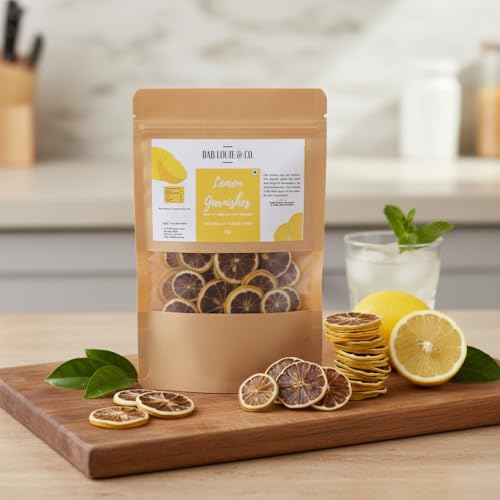 Image of Bab Louie & Co. Lemon Dehydrated Fruits Garnishes For Cocktail, Mocktail, Detox Water, Green Tea, Snacks | Air Dried | Gluten Free | Vegan | No Sugar | 100% Natural | Zero Preservatives | 50 gm