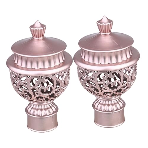 OUNONA 6Pcs Rose Gold Decorative Curtain Rod End Caps Retro Finials for Hollow Curtain Rods Decor Accessories Easy Installation for Bedroom and More
