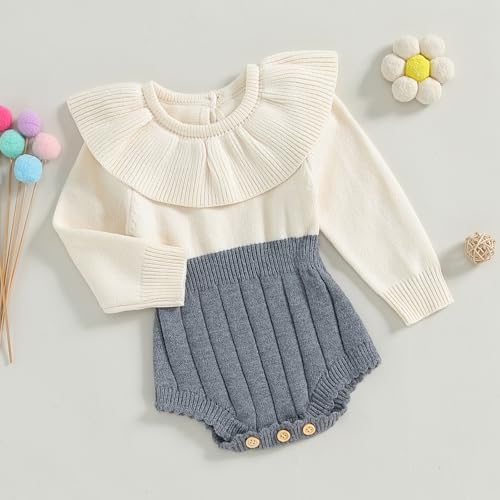 Newborn Baby Girl Knitted Romper Sweater Doll Collar Long Sleeve Knit Jumpsuit Bodysuit Infant Fall Winter Clothes4