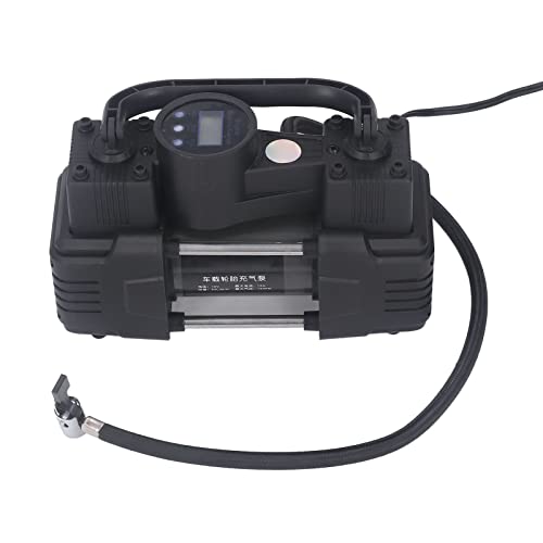 FTVOGUE Pompe de Compresseur d'air, Pompe à Double Cylindre 12 V avec Lumière LED, Haute Pression 100 Psi pour Voitures Camions Camping-Cars