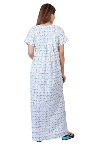 Image of Women's Cotton Block Print Knee Length Nighty