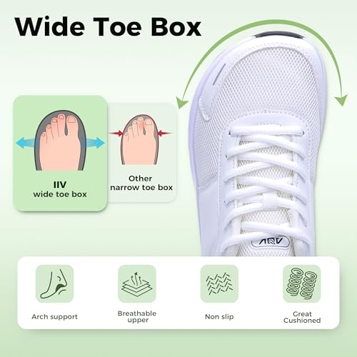 Image of IIV Women Wide Toe Box Walking Shoes Arch Support Running Tennis Sneakers Plantar Fasciitis Shoes
