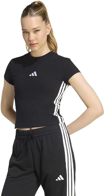 adidas Women's Essentials 3-Stripes Padded Slim Baby T-Shirt Pack of 1