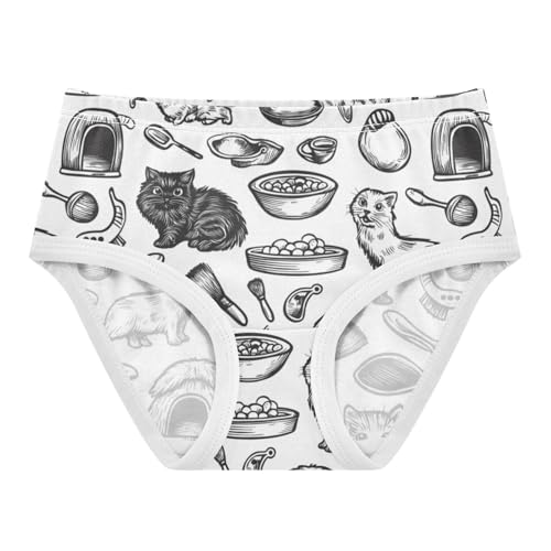 ZZKKO Black White Line Cat Girls Underwear Toddler Panties for Girls Comfort Brief Size 8Y - Main Image