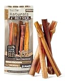 Mighty Paw Naturals Bully Sticks for Small & Medium Dogs - Grass Fed Beef Chews. Bully Sticks for Large Dogs. Lower Odor Stick Treat. Single Ingredient (6" - 5 Pack)