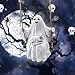 simplmasygenix Hanging Swing Ghost Statues Cute Resin Ghost with Dog Figurines Ornament Swinging Garden Landscape Sculpture for Halloween Lawn Courtyard Terrace Patio Tree Decoration (Dog)
