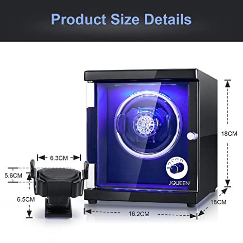 Jqueen Watch Winder For Automatic Watches, Walnut Paint Led Watch Winder With Quiet Japanese Motor, Open The Cover And Stop, 5 Working Modes #TOP3