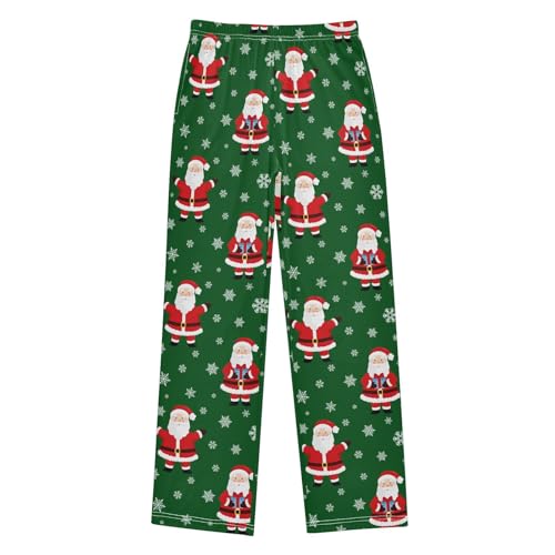 Boys' Pants Christmas Santa Claus Snowflakes Green Long Bottoms Jogger Pants Elastic Waist Trousers with Pockets S-XL
