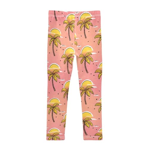 Palm Tree Sunset Pink Girls Leggings Soft Stretch Workout Yoga Dance Pants for Kids Casual Tights2
