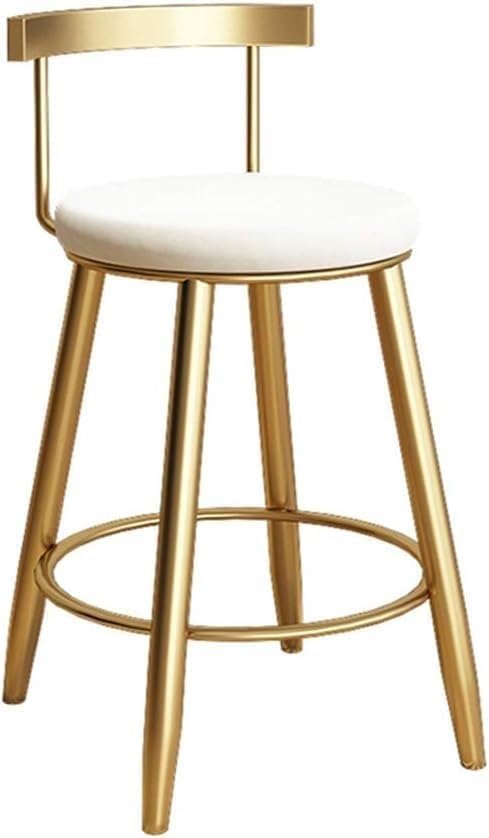 Tabouret de bar de jambe en métal doré blanc doux pour intérieur cosy