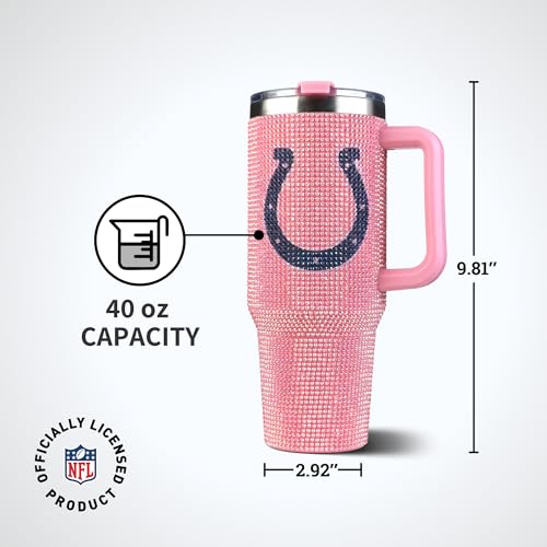 Image of The Memory Company Officially Licensed 40oz Pink Bling Game Day Tumbler, Indianapolis Colts