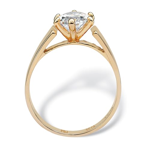 PalmBeach Yellow Gold-plated Marquise Shaped Cubic Zirconia Solitaire Engagement Ring Sizes 5-122