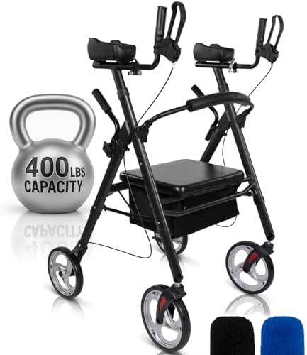 Vive Bariatric Upright Walker with Seat - Heavy Duty Senior Stand...