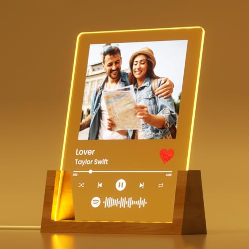 Ecavboc Custom Music Plaque/Song Plaque - Couple Present/Valentine's Day Gifts -Personalized Picture Frames with Photo for Her Him Boyfriend Girlfriend Men Women Family
