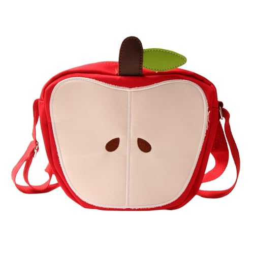 Comidox 1-Piece Womens Red Anime Apple Crossbody Bag Kawaii Design with Adjustable Strap & Zipper Closure for Everyday Use