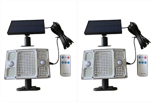 ソーラーライト 屋外 センサーライト 屋外 ソーラー 人感 防犯 800ルーメン超高輝度 3000mAh大容量 261LED 2つの人感センサー 5M延長コード 3つ知能モード 分離型と一体型の2種類設置方法 IP65防水 昼白色 玄関 駐車場 ガーデン 柵 キャンプ用 地震 停電 津波 台風 防災対応 （2個） (2)