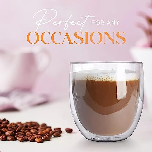 Image of KELVEE Double Wall Glass Coffee Mugs Set of 1, 250ml Without Handle Insulated Glass Coffee Mug Without Handle, Clear Coffee Mugs (1)
